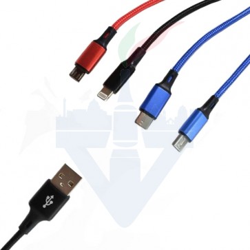Cavo USB 4in1 2x Lightning + MicroUSB + Type C 2.8A