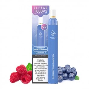 BLUEBERRY SOUR RASPBERRY 20mg T600 V2 Disposable - 600 Puff - Vape Pen Usa e Getta - Elf Bar