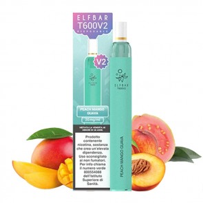 PEACH MANGO GUAVA 20mg T600 V2 Disposable - 600 Puff - Vape Pen Usa e Getta - Elf Bar